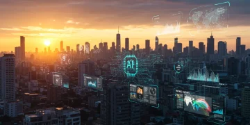 AI-powered news aggregation interface showing personalized content streams and data analysis