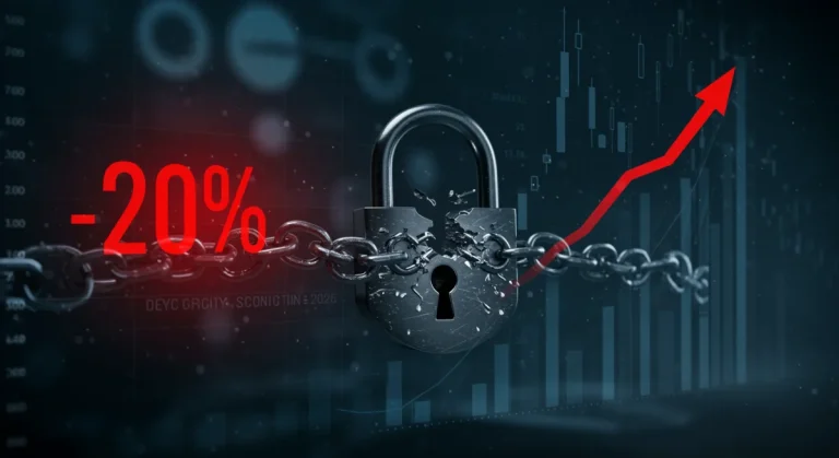 Broken digital lock with rising cost graph, symbolizing the financial impact of neglecting cybersecurity.