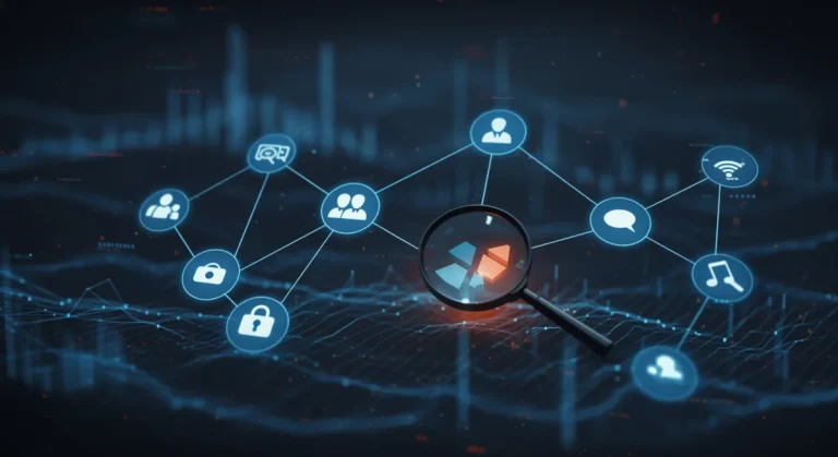 Illustration of dark social's hidden connections and data tracking efforts