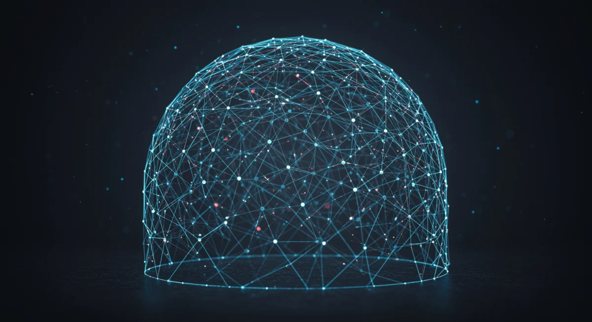 Intricate digital network protected by a cyber insurance shield.