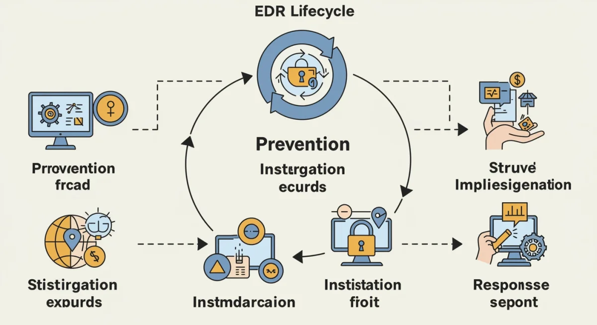 Infographic illustrating the EDR lifecycle and its continuous stages