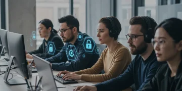 Employees participate in a daily 15-minute cybersecurity training session