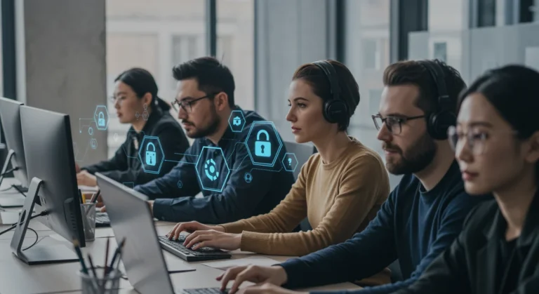 Employees participate in a daily 15-minute cybersecurity training session