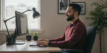 Ergonomically optimized home office setup for a US remote professional