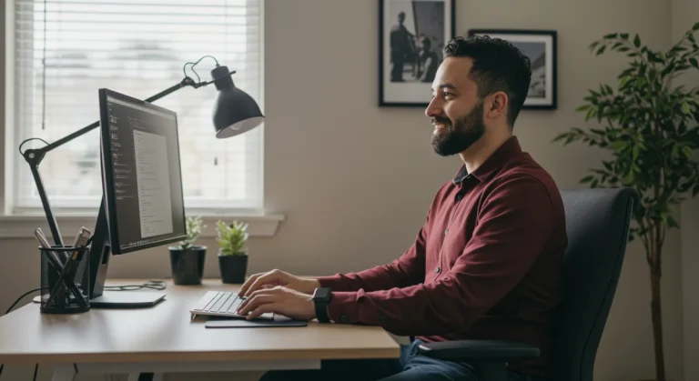 Ergonomically optimized home office setup for a US remote professional