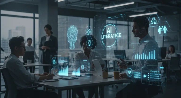 Professionals collaborating on future skills, US job market 2026