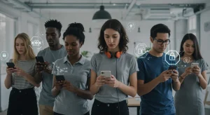 FTC Guidelines 2026: Key Changes for US Influencer Marketing Influencers navigating new FTC guidelines with smartphones and compliance symbols