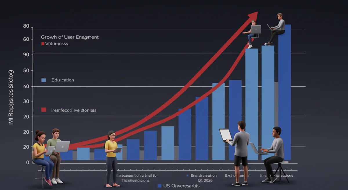 Metaverse user engagement and transaction volume growth graph Q1 2026