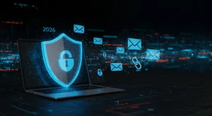 Digital shield protecting devices from phishing emails in 2026