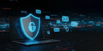 Digital shield protecting devices from phishing emails in 2026