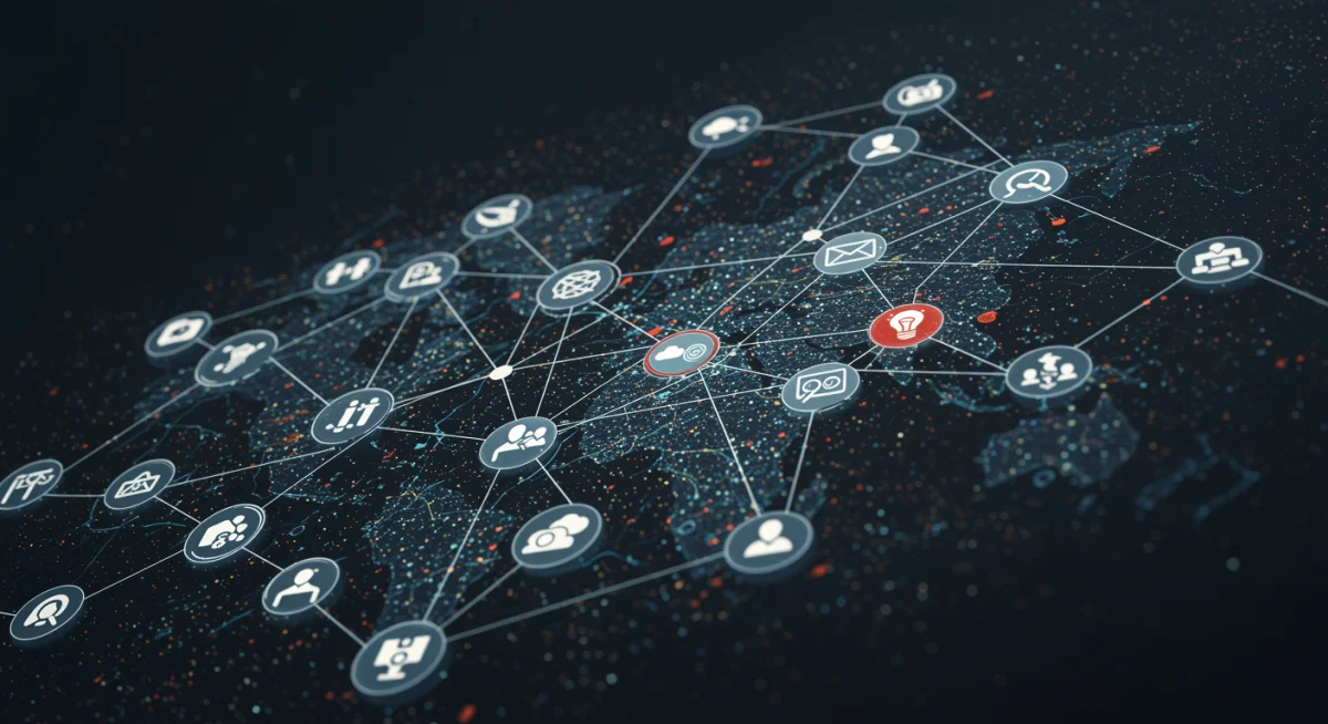 Network of specialized freelance professionals collaborating on a project.