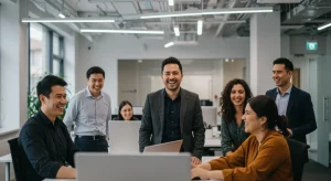 Employees thriving in a mentally supportive modern workplace through wellness initiatives