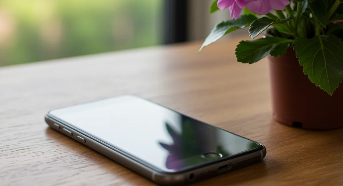 Smartphone placed face down, symbolizing digital disconnection