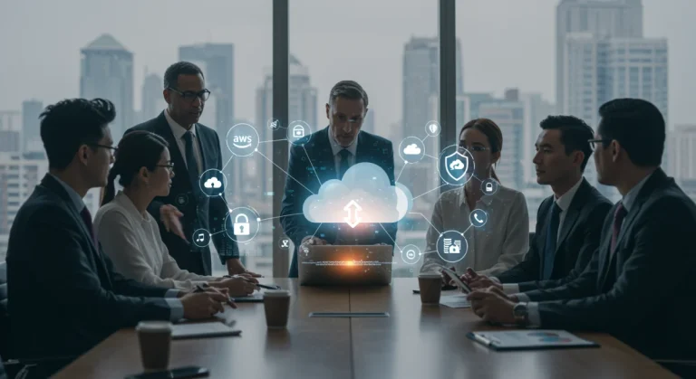 US business leaders strategizing cloud security best practices for AWS, Azure, and Google Cloud
