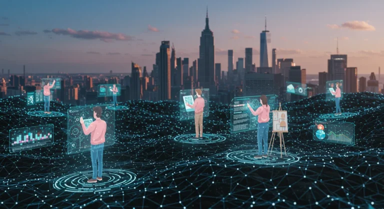Web3 opportunities for US content creators in 2026, showing blockchain platforms and digital innovation.