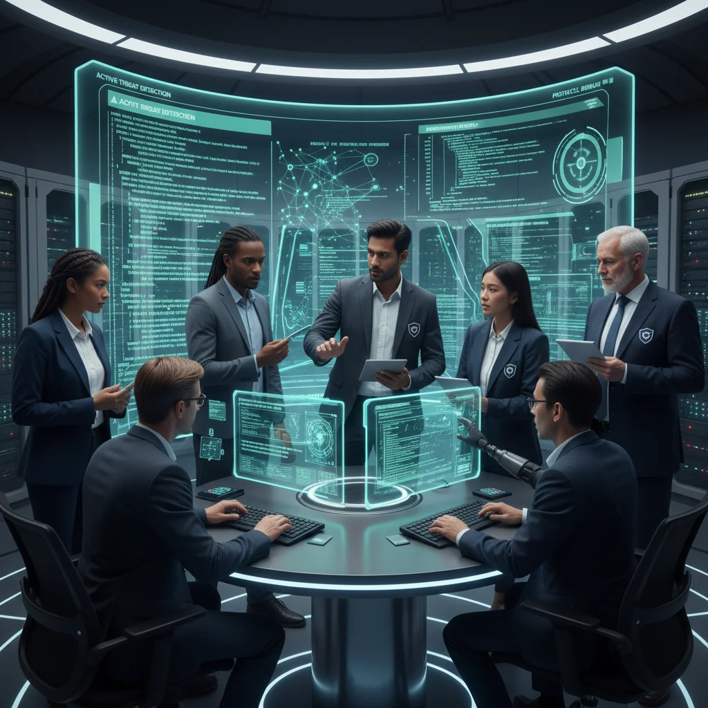 Cybersecurity professionals collaborating on a security incident response