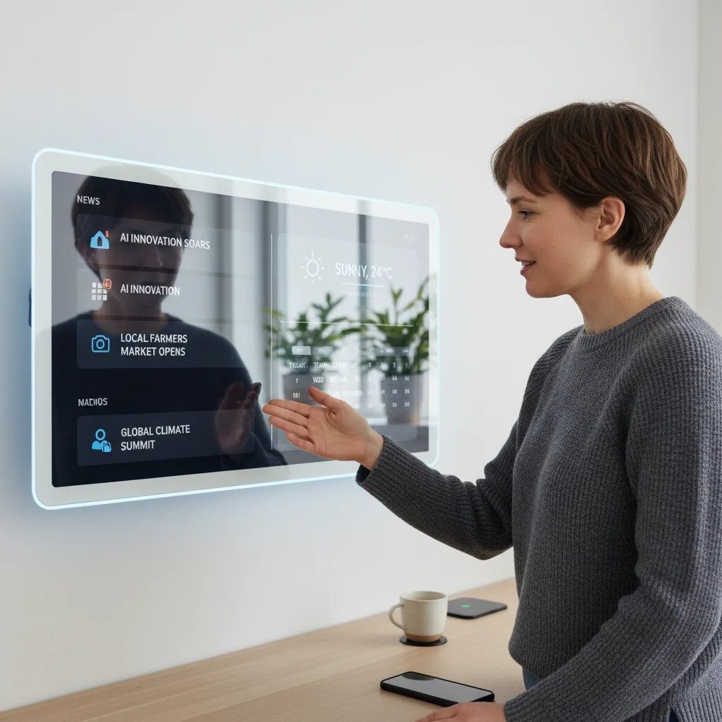 Person interacting with personalized smart display showing tailored content