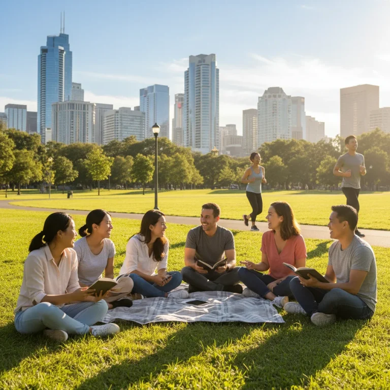 Professionals enjoying leisure, symbolizing work-life balance with a 4-day work week in the US.