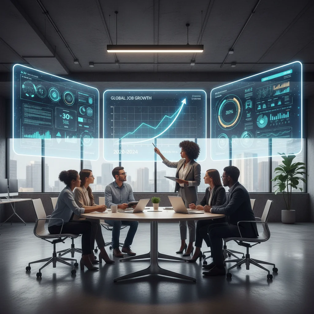Professionals analyzing AI-driven job growth data