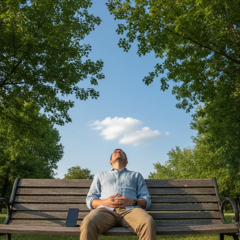 Person enjoying nature during a digital detox challenge