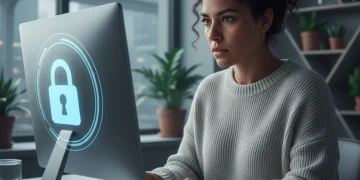 Remote worker focusing on laptop, protected from phishing scams in 2026