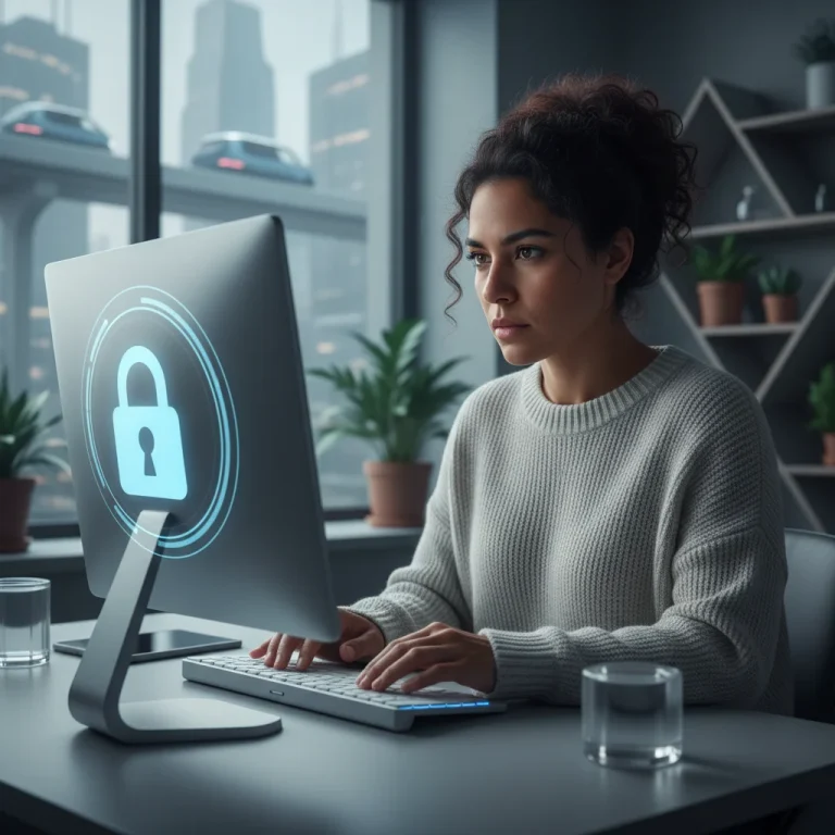 Remote worker focusing on laptop, protected from phishing scams in 2026