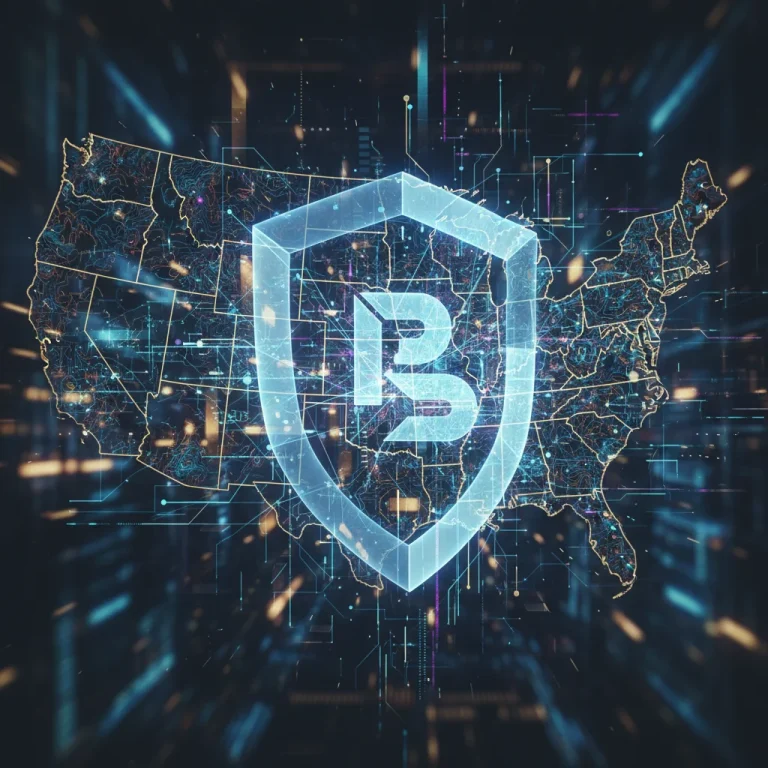 Digital data flow with privacy shield over US map