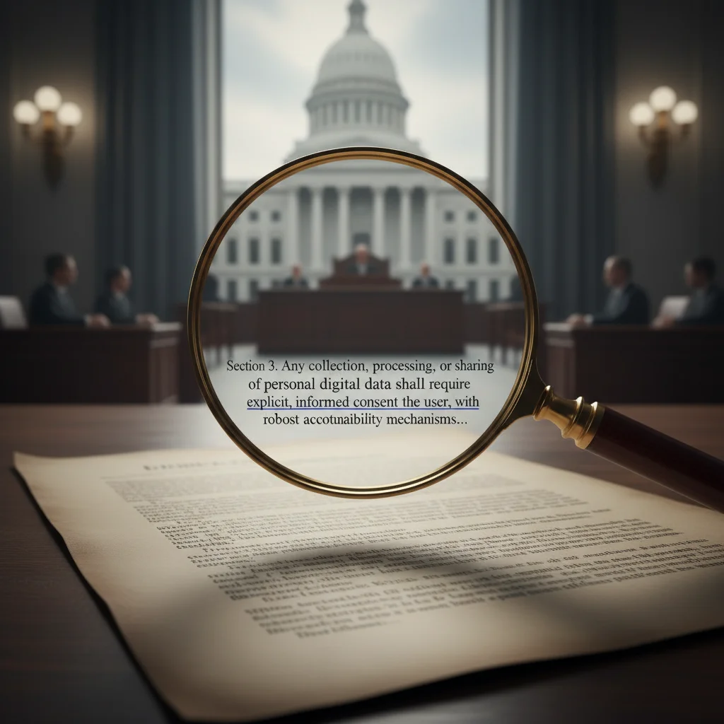 Magnifying glass over privacy legislation document