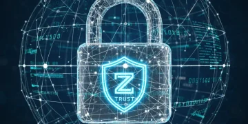 Zero Trust Security Concept Digital Padlock