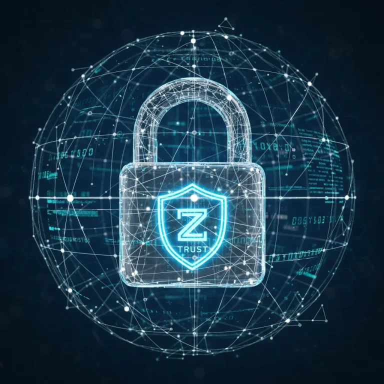 Zero Trust Security Concept Digital Padlock