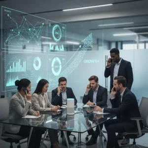 Voice Search Optimization: How US Businesses Can Capture 10% More Traffic by Q4 2026 Business professionals using voice assistants for voice search optimization