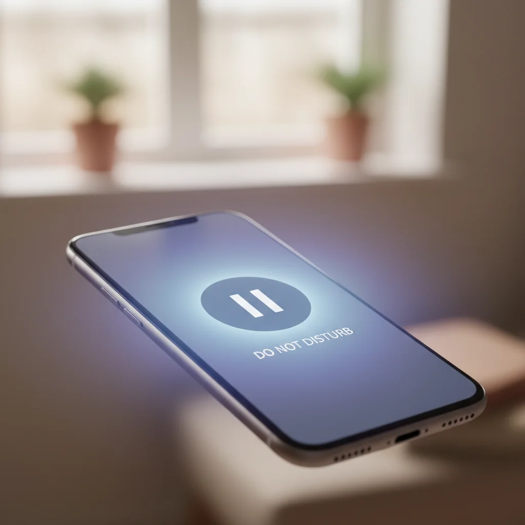Smartphone displaying a 'do not disturb' icon, symbolizing setting digital boundaries and managing notifications.