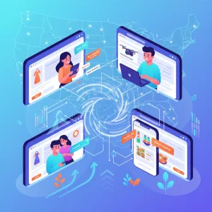 Digital illustration of personalized ecommerce experiences driving higher conversions in the US market.