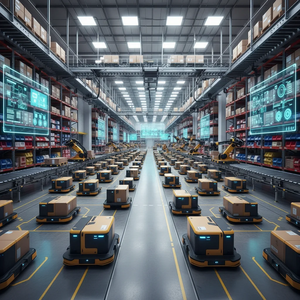 Automated warehouse robots handling e-commerce package fulfillment