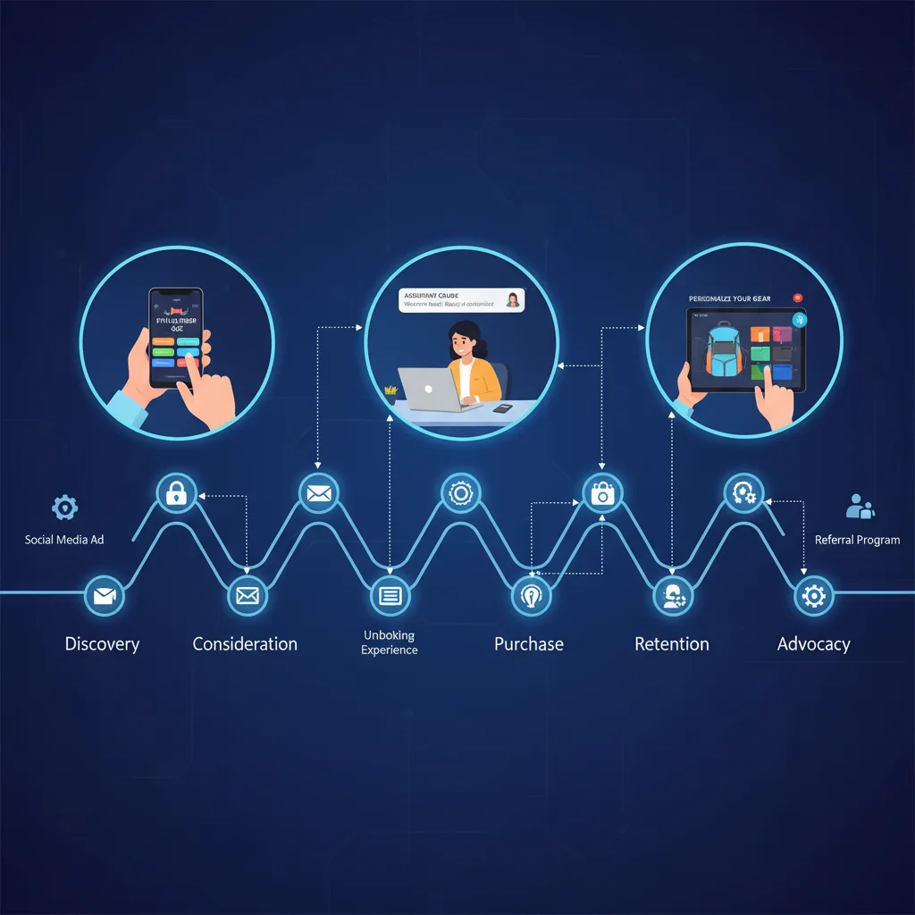 Interactive customer journey map with various engagement points.