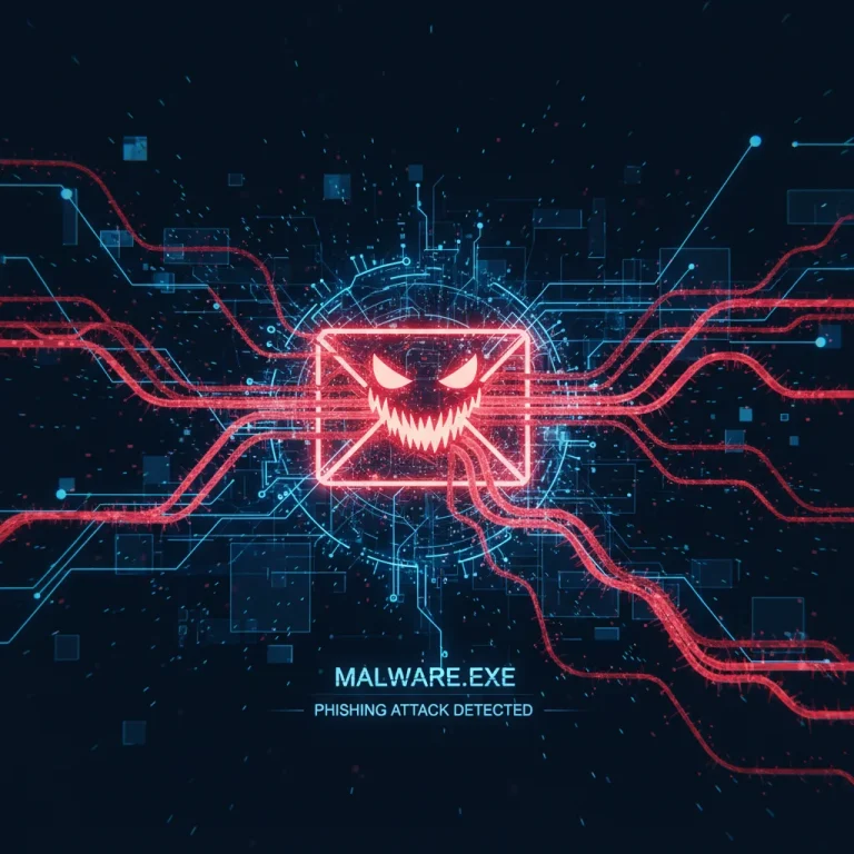 Evolving digital threats and advanced phishing attacks in a futuristic cybersecurity landscape.