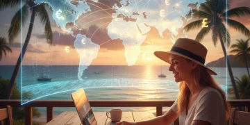 Global digital nomad navigating complex tax regulations
