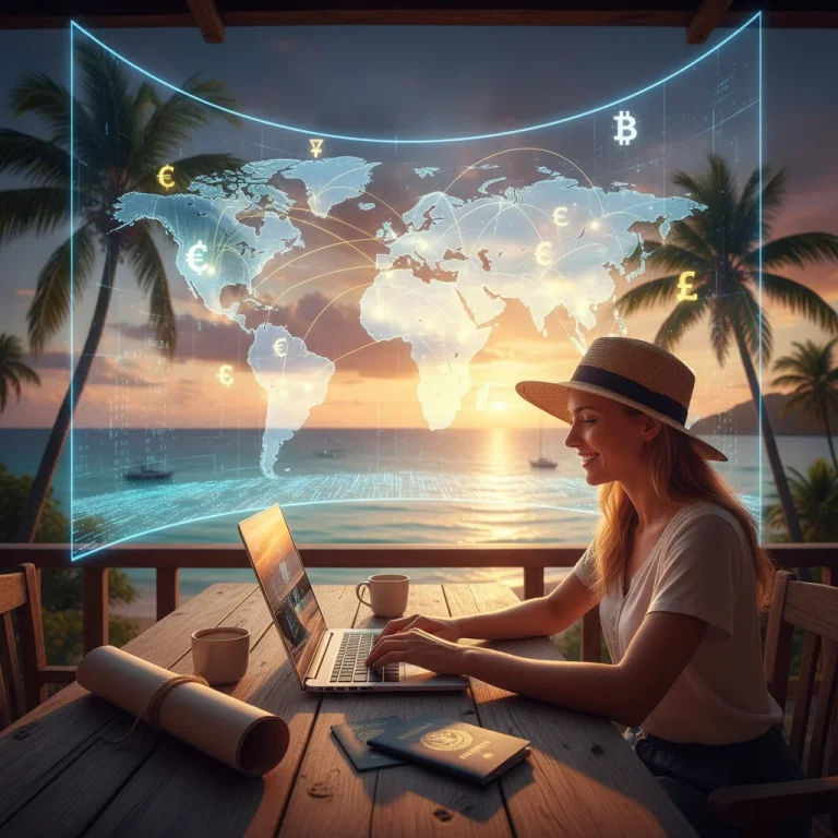 Global digital nomad navigating complex tax regulations
