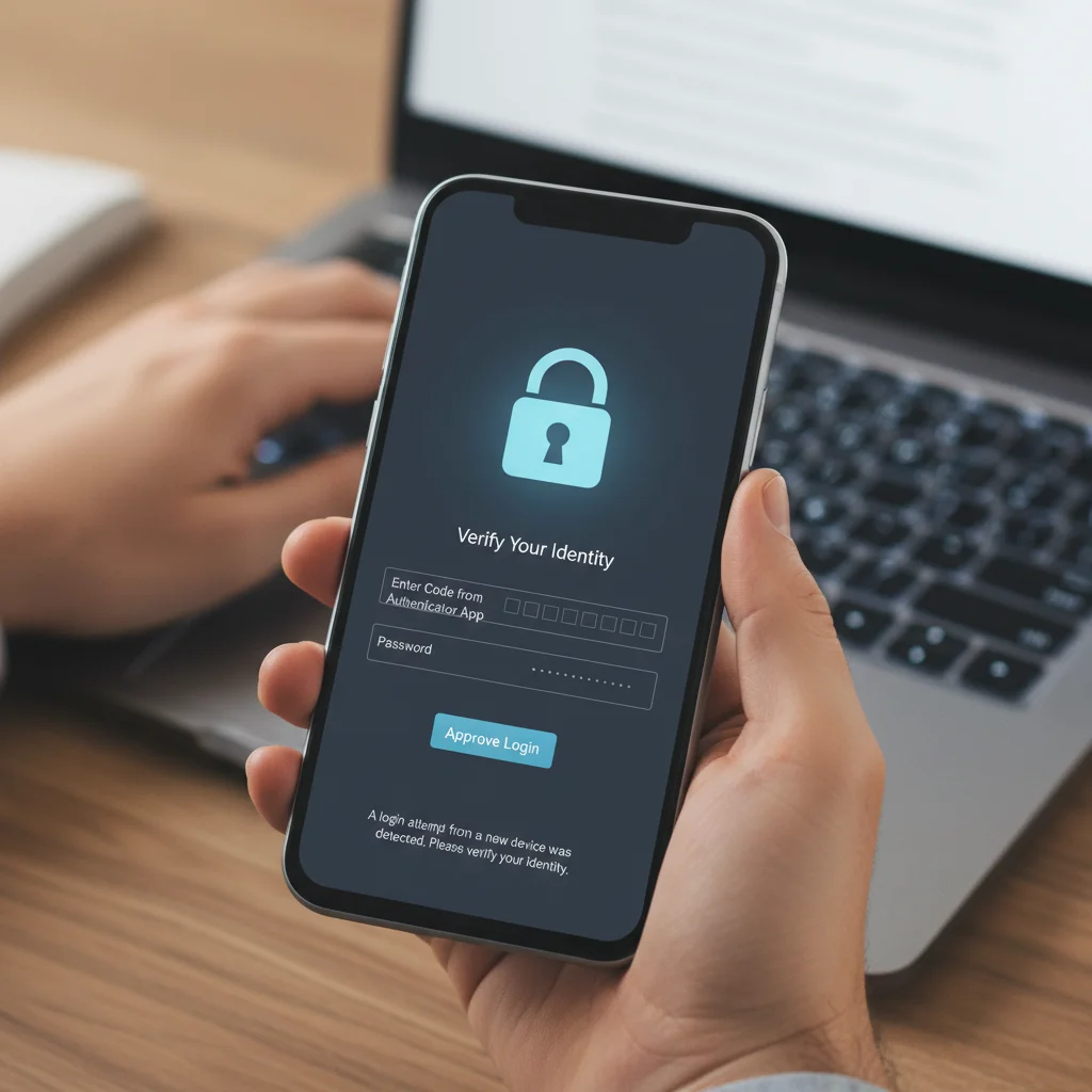 Smartphone displaying multi-factor authentication prompt, enhancing digital security.