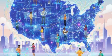 Futuristic digital network representing Web3 adoption in the US